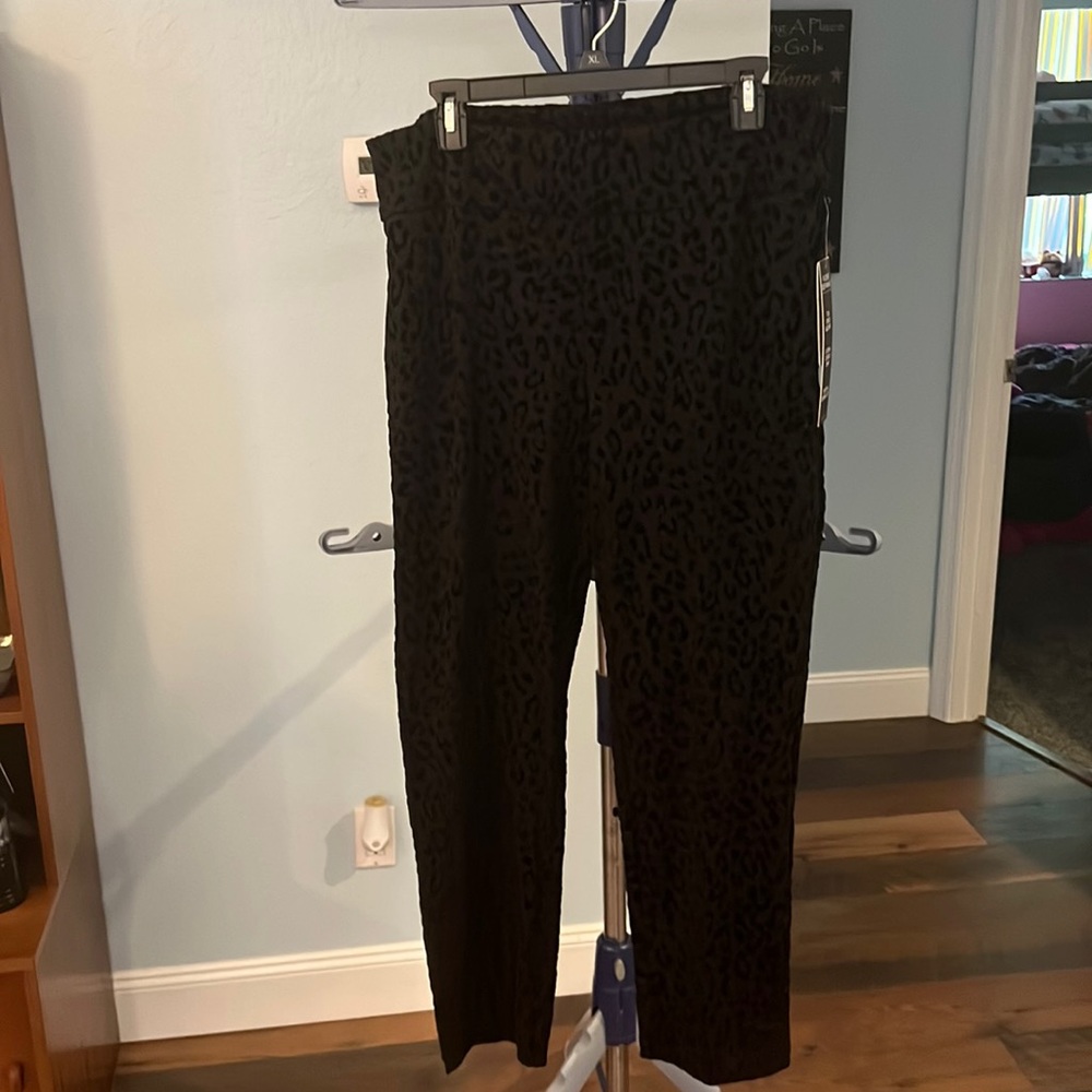 Black cheetah work pants